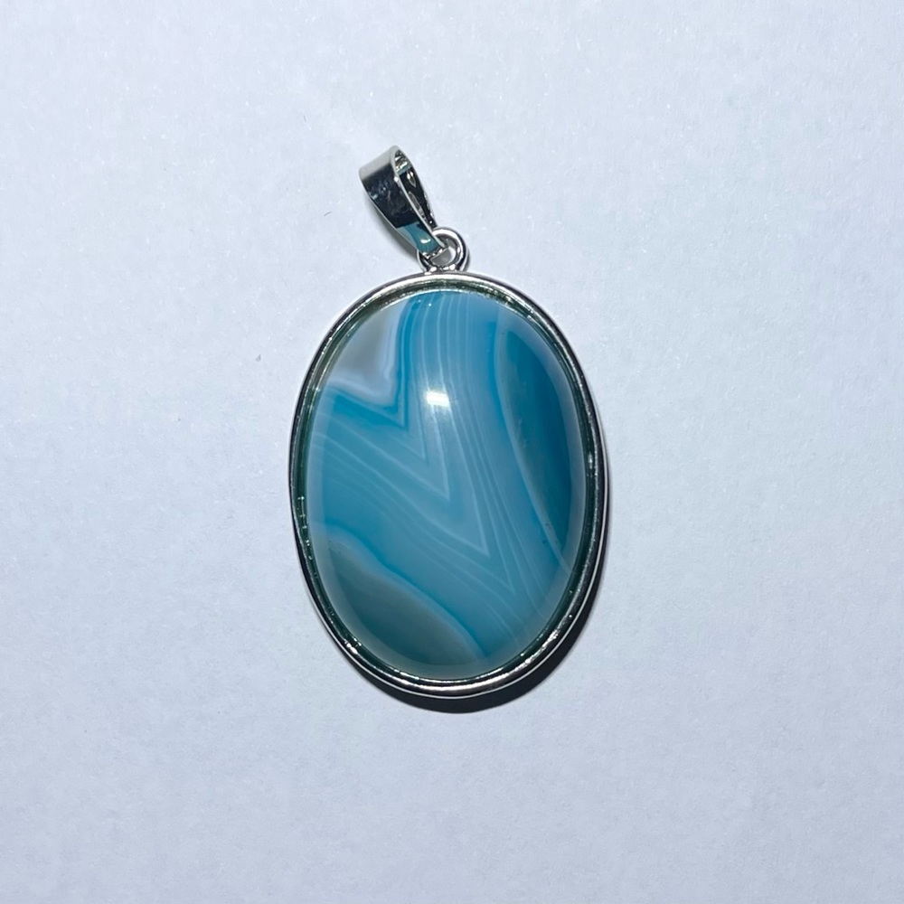 Blue Carnelian Oval Necklace